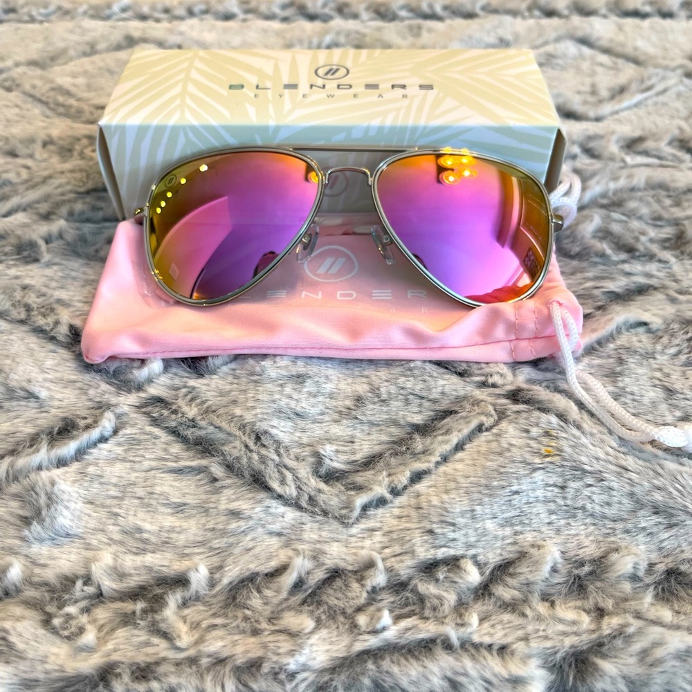 Blenders High Class Jes Polarixed Sunglasses in Gloss Silver/Polarized Pink NWT